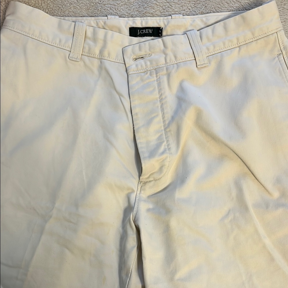 J. Crew Men’s Cream Chinos Flat-Front Cotton-Blend